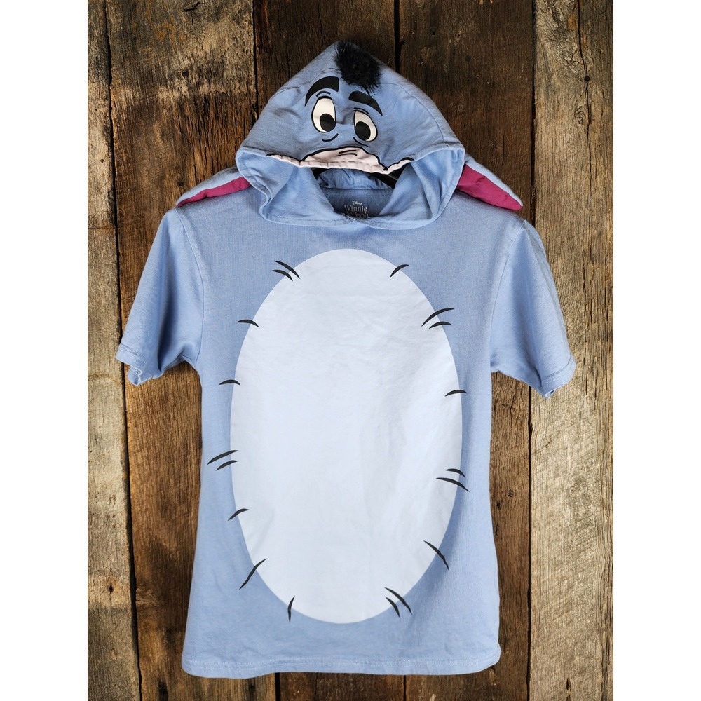 Disney Winnie the Pooh Eeyore Hooded T-Shirt Costume Top XS Womens Mens Kids